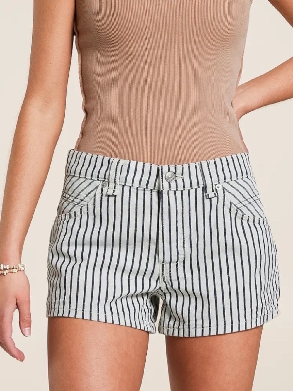 Women's 30 Free People We The Free Now Or Never Shorts Striped Railroad - NWOT